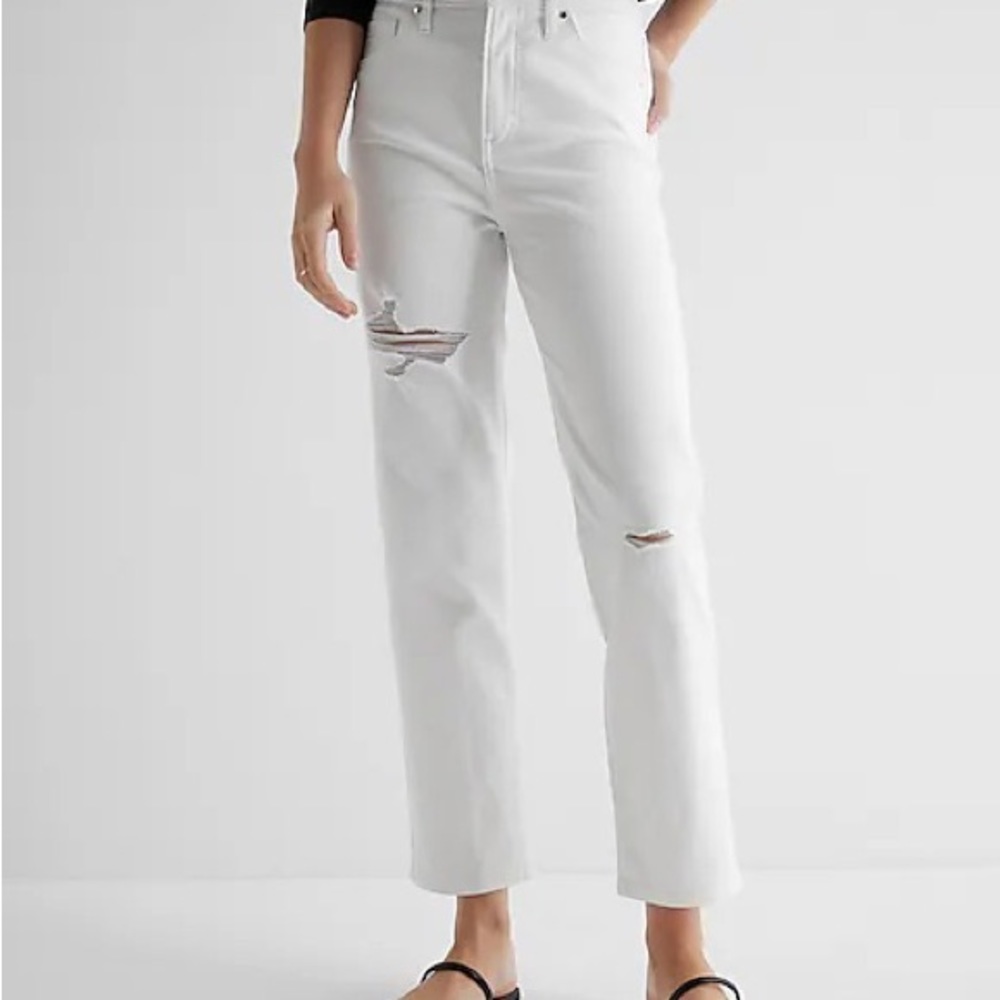 White Express Ripped High Rise Jeans